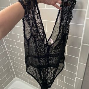 NWT lace teddy black S/M Victoria Secret
